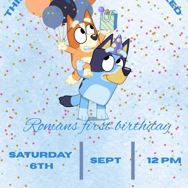 Bluey digital birthday invitation 