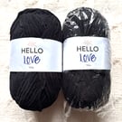 2 balls x 100g Hello Love Chenille Yarn Super Bulky Polyester - Black