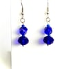 Royal Blue Faceted Glass Bead Earrings