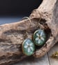 Hypoallergenic Real Pressed Flower Resin Earrings, Titanium Ear Hooks, Green