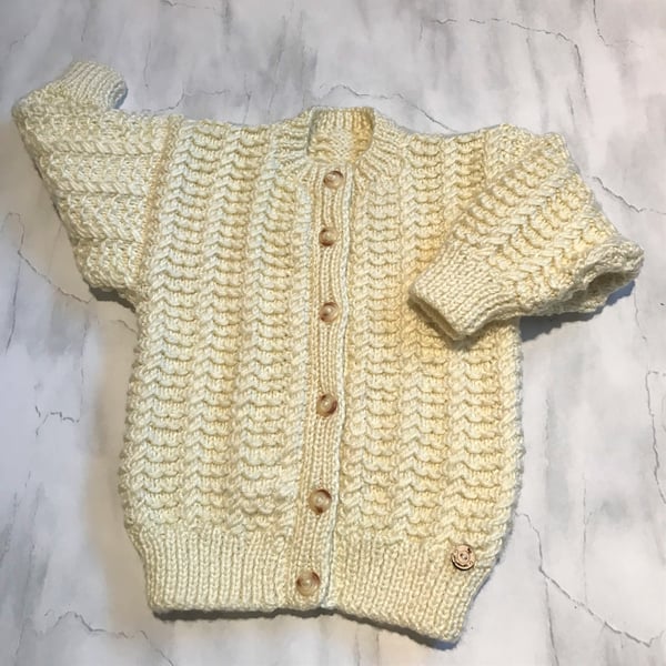 Girl's Aran Cardigan - hand knitted - to fit age 2- 3 years approx