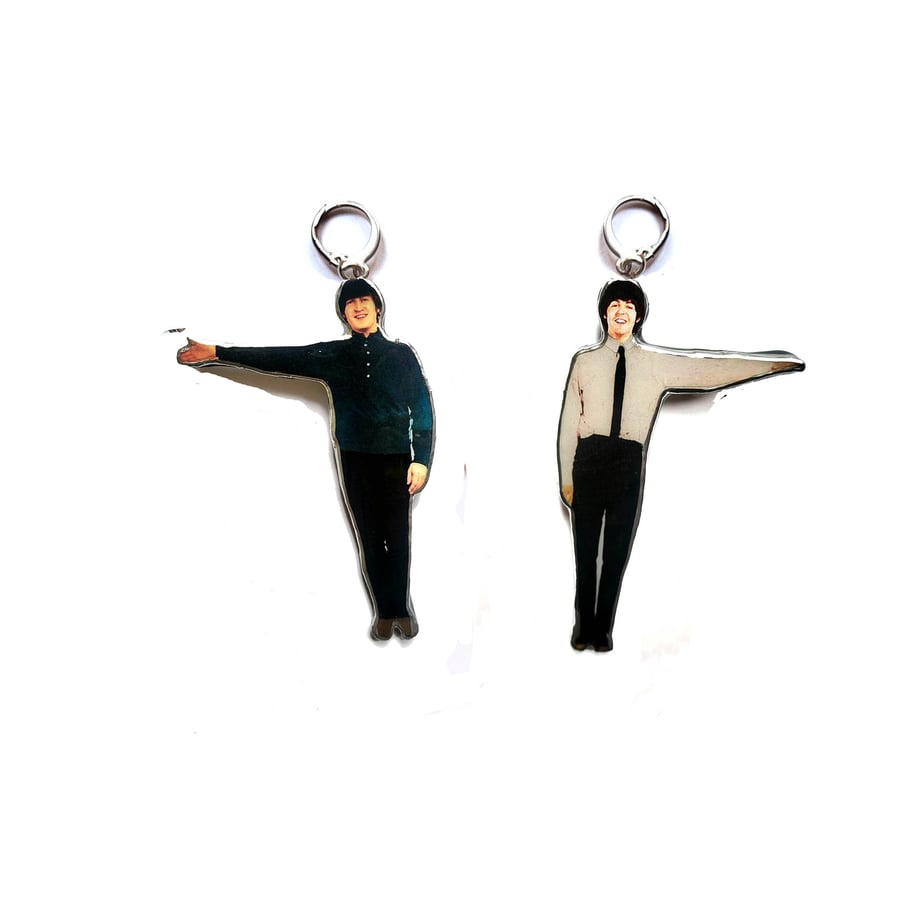 Sixties Era Lennon & McCartney Figure Beatles Statement Earrings by EllyMental