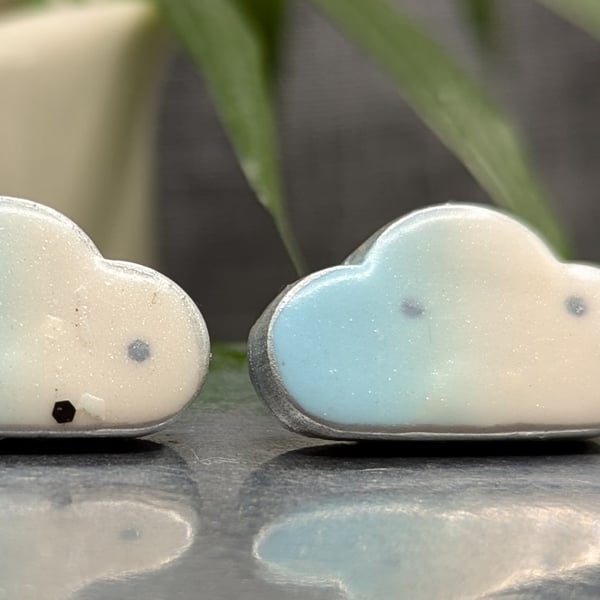 Cloud polymer clay stud earrings.