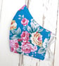 Handmade turquoise floral facemask - Image 3