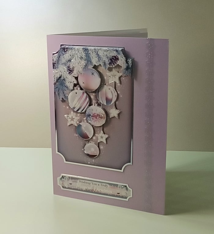 3D Decoupaged Christmas Card,  Winter Sparkle 