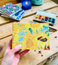 Hand Bound A6 Watercolour Sketchbook with Coptic Stitch Exposed Spine.Sunflowers