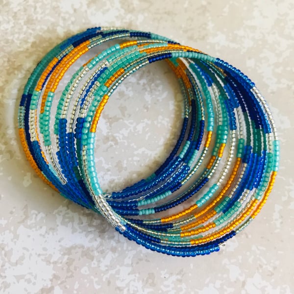 Beaded Statement Memory Wire Bracelet