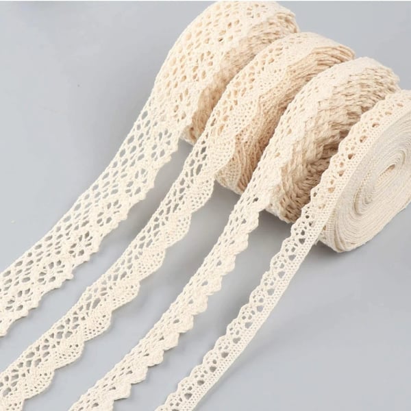 Vintage Lace Ribbon Beige Lace Ribbon Cotton Decorative Ribbon Lace Trimming 