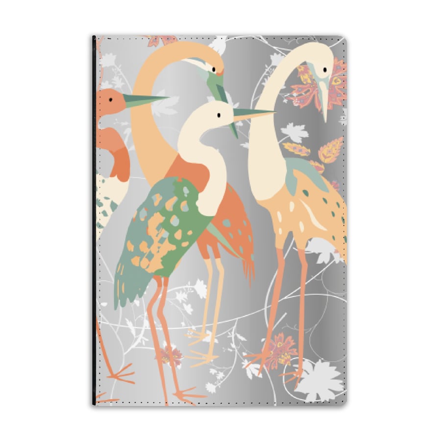 1 REFILLABLE Beautiful GREY CRANE FAUX LEATHER A5 JOURNAL Cover & FREE Notebook 