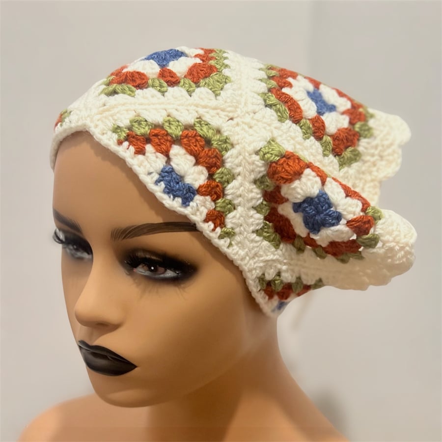 Handmade crochet hobo bandana headscarf 