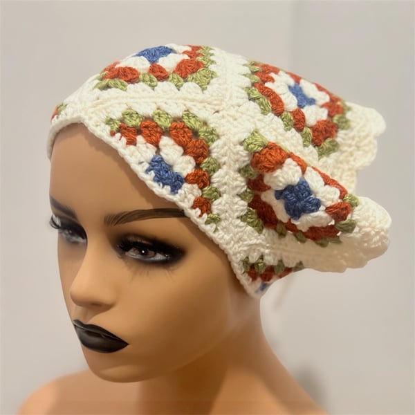 Handmade crochet hobo bandana headscarf 