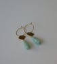 Amazonite Statement Earrings Long Drops Gold Detail on Gold Hoops Summer Dangles - Image 5