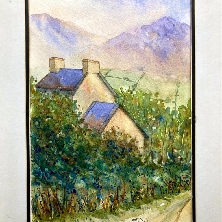 Authentic hand painted watercolour art Mourne Mountain View Northern Ireland 