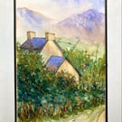Authentic hand painted watercolour art Mourne Mountain View Northern Ireland 