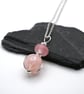 pink sphere lampwork glass pendant necklace