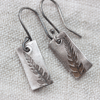 Ecosilver Fern Leaf Pattern Oxidised Drop Earrings, Recyled Fine Silver