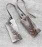Recycled Silver Fern Leaf Pattern Drop Earrings, Botanical Leaf Earrings - Image 1