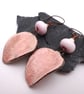 pink ceramic leaf earrings - Image 2