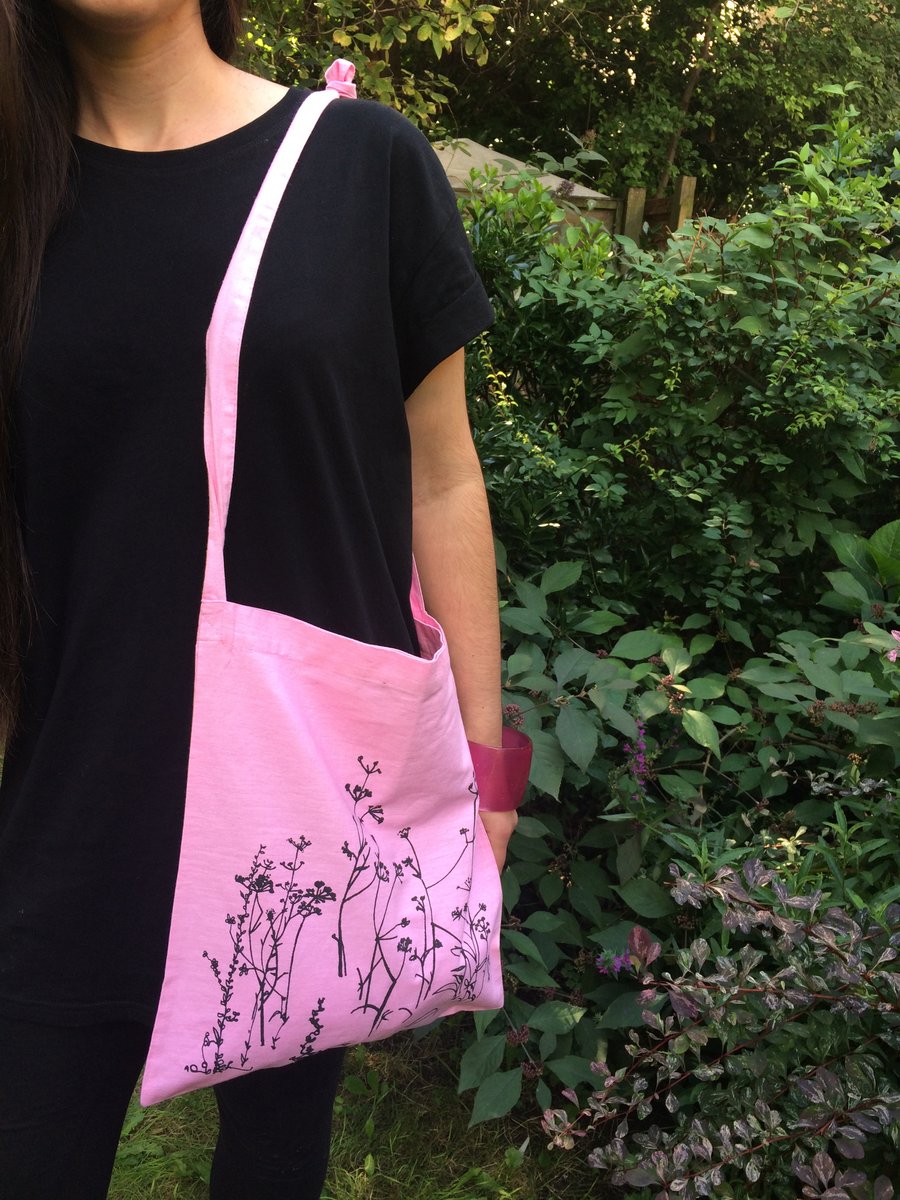 Meadow cotton tote bag bright pink 