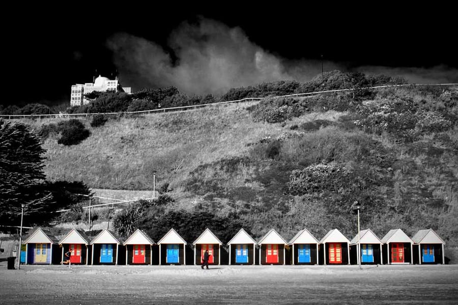 Bournemouth Beach Huts Dorset England UK 18"X12" Print