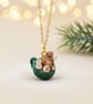 Gingerbread Man Necklace, Hot Chocolate Charm, Polymer Clay Christmas Gift