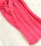 Child's Super Chunky Pink Wide Rib Scarf with Pom Pom, Children's Scarf - Image 6