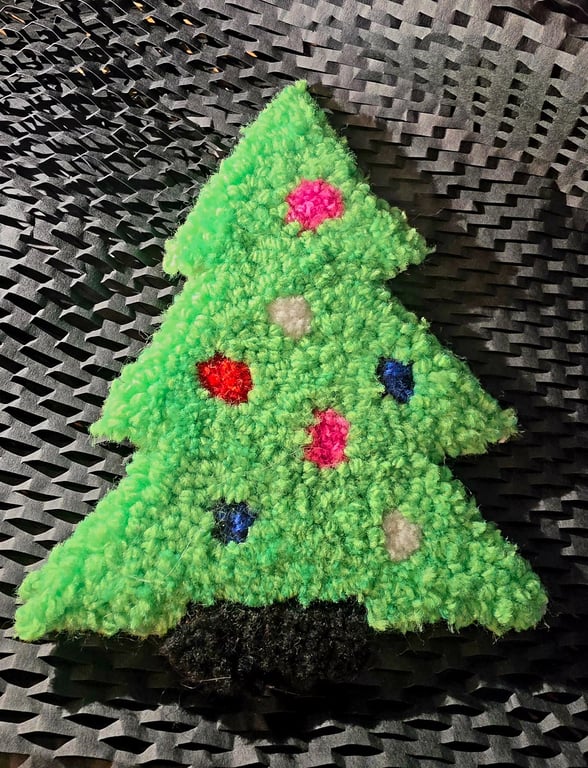 Handmade Christmas Tree Punch Needle Coaster 