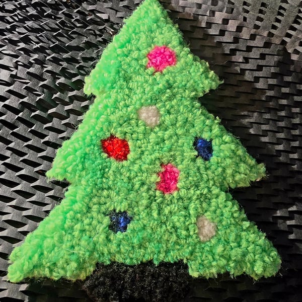 Handmade Christmas Tree Punch Needle Coaster 