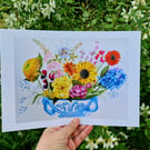 Friendship flower vase,  print from original artwork. A3, A4 available. 