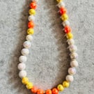 Orange cocktail pendant beaded necklace 
