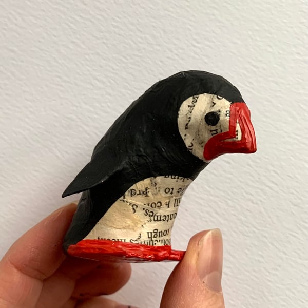Handmade Paper Puffin, SALE PRICE handmade nature inspired art gifts for reader