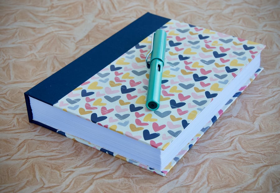 A5 Quarter-bound Page-a-day Lined Journal with decorative heart cover