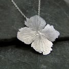 Hydrangea Flower Statement Pendant - Sterling Silver Petal Necklace 
