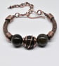 Golden Obsidian and Copper Viking Weave Bracelet - Image 5