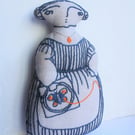 Bronwyn - Hand Embroidered Textile Art Doll, Eco-friendly, 14.5cms, Free Postage