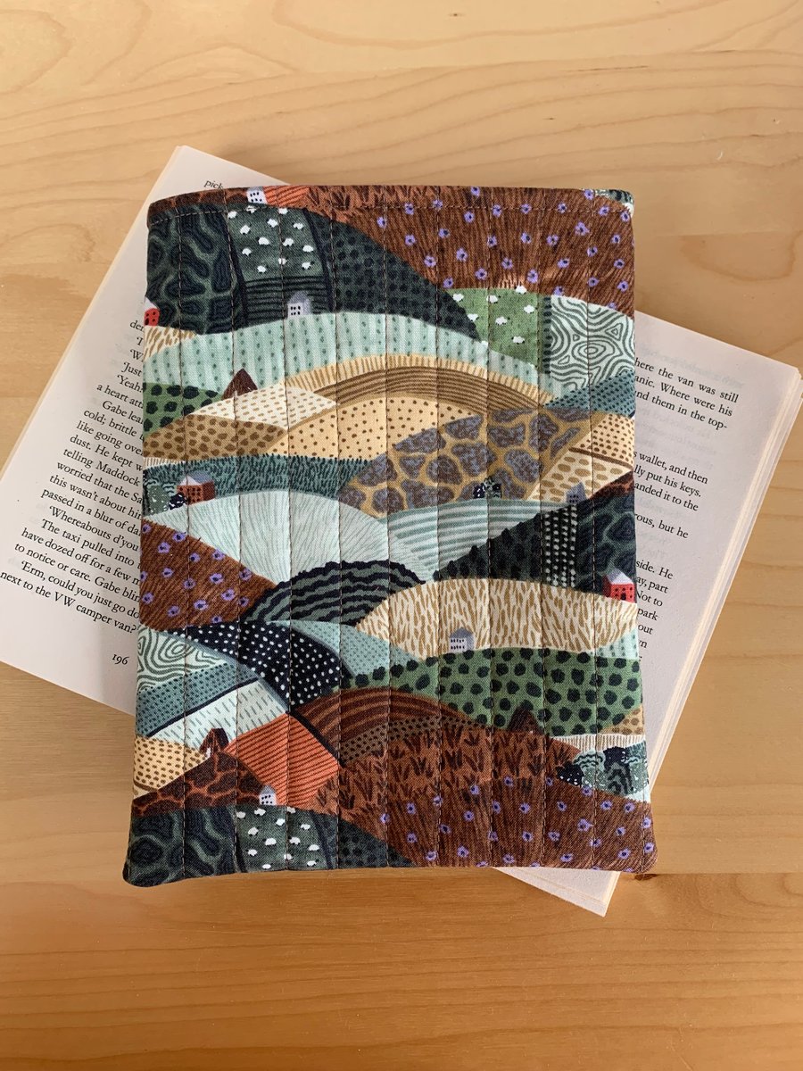 Countryside Print Fabric Quilted Book Sleeve - Paperback Size