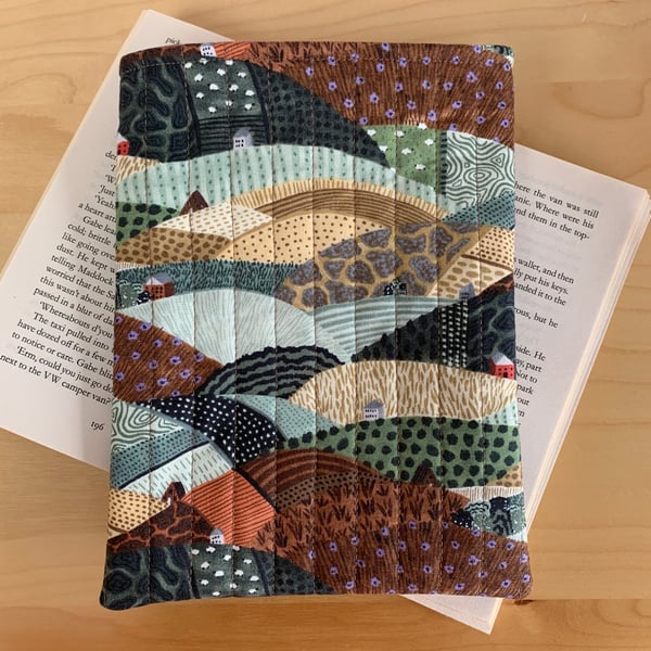 Countryside Print Fabric Quilted Book Sleeve - Paperback Size