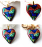 Patchwork Heart Dichroic Fused Glass Pendant Colour Choice Valentine - Image 3