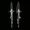 Very Long Silver Flower Earrings, Silver Flower Earrings, Flower Earrings