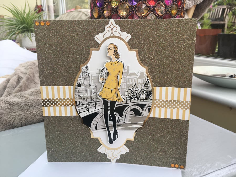 Elegant Parisian lady birthday card