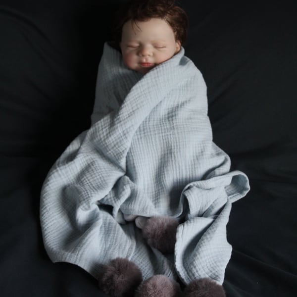 Handmade Double Gauze Shawl – Custom Trim Options