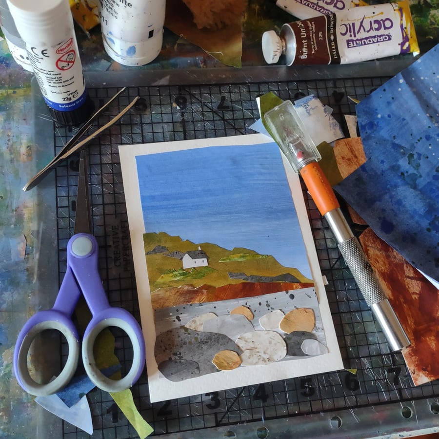 House on the Coast Art - Collage Picture - Framed