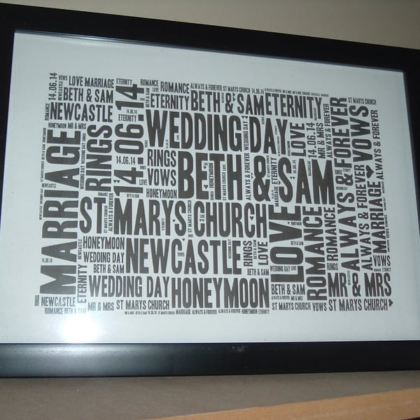 Personalised wedding canvas sheet lovely personalised gift...SALE
