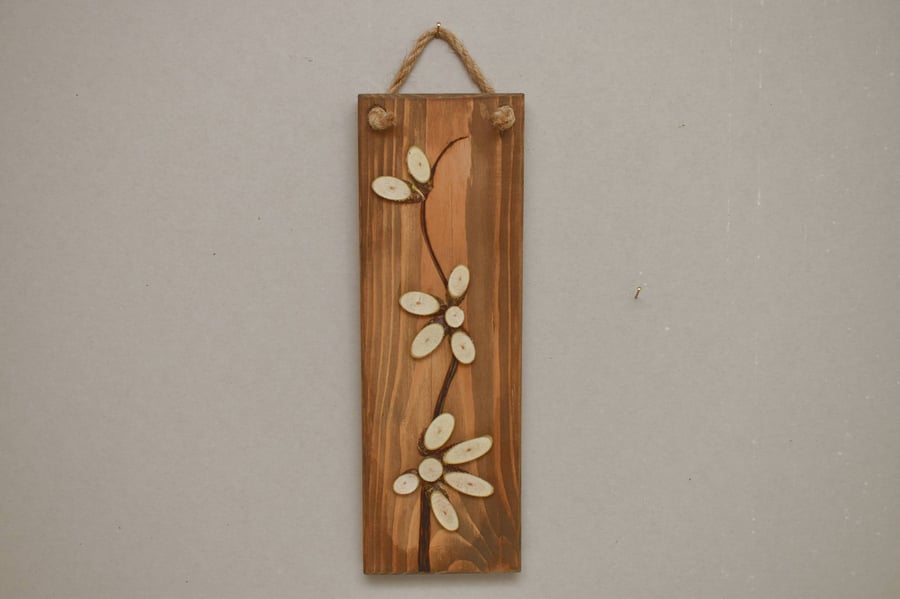 Vine Flowers - Large, Rustic Wall Art, 3D Wood Picture