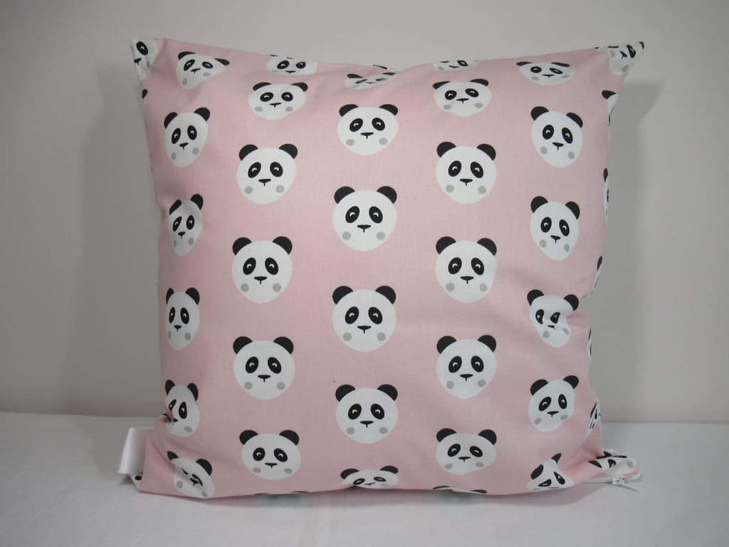 Pink and White Panda themed Cushion Cover