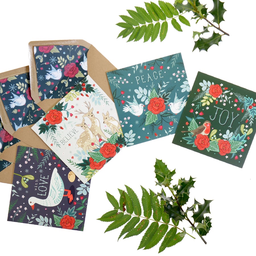 Pack of  4 - Christmas Cards - 1 of 4 Designs