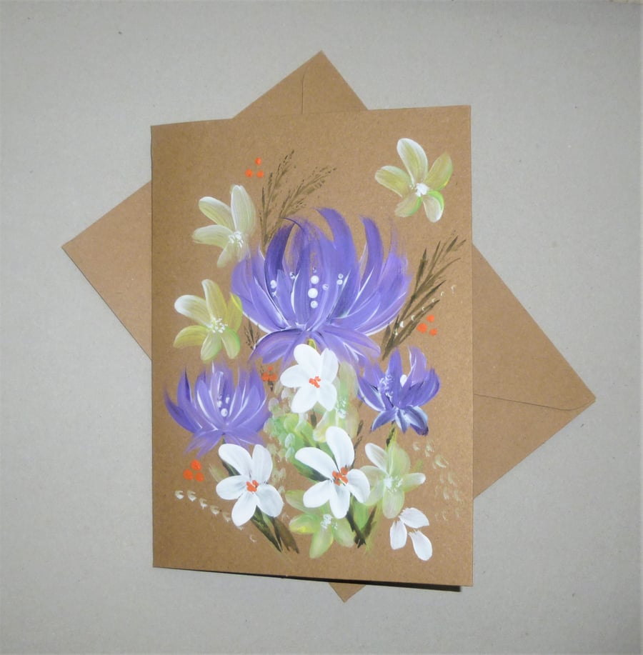 hand painted original art blank greetings card ( ref FA130 K1 )