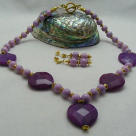 Purple Quartzite Heart Jewellery Set
