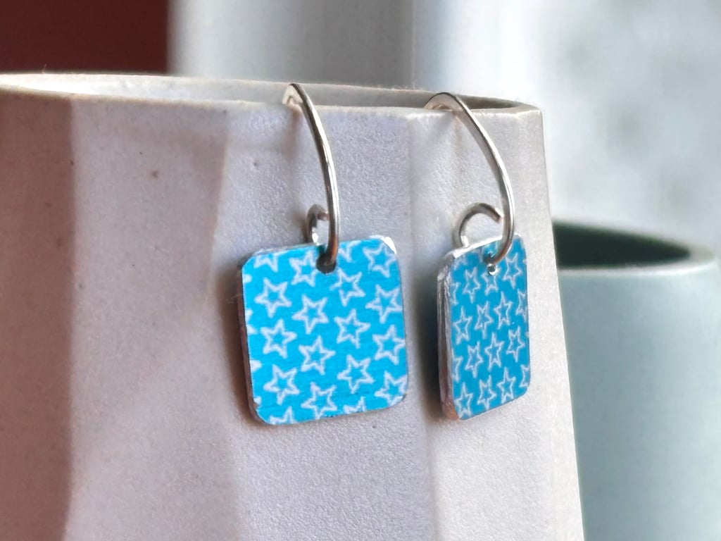 Turquoise square drop earrings