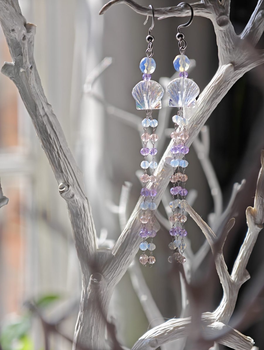 Mermaid summer long dangle earrings 